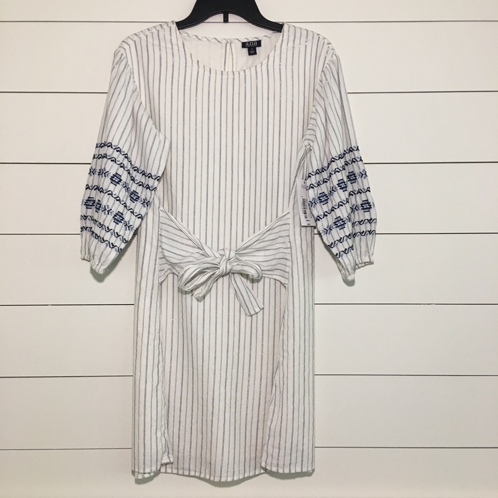 Ana vertical strip blue white tie dress